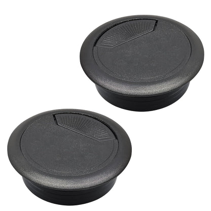 Desk Grommet 2-1/16" (53 mm), Desk Cord Hole Cover, Cable Grommet ABS Plastic, Desk Hole Grommet for Office and Home Table Cable, Detachable Adjustable Cable Cord Organizer (Black 2 Pcs)