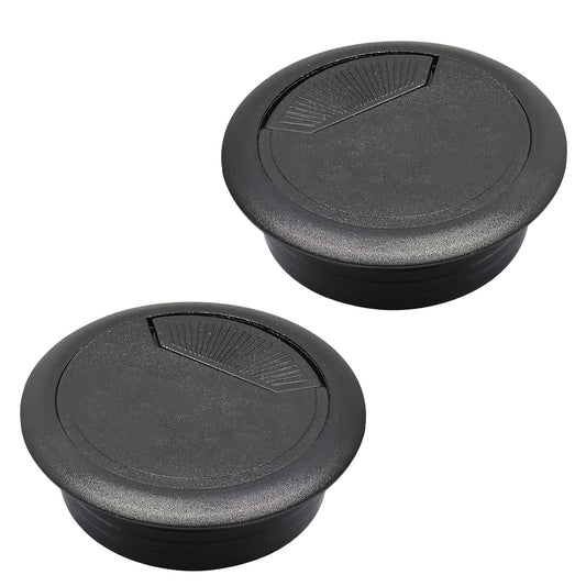 Desk Grommet 2-1/16" (53 mm), Desk Cord Hole Cover, Cable Grommet ABS Plastic, Desk Hole Grommet for Office and Home Table Cable, Detachable Adjustable Cable Cord Organizer (Black 2 Pcs)