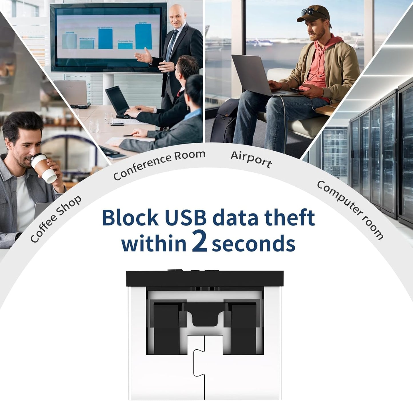 12PCS USB Metal Port Lock Blocker with 1 Key - Secure USB-A Port Protector for PC/Laptop, Anti-Theft Data Security Lock, Dust & Moisture Proof Cover, Removable Type-A Connector Black