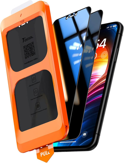 TOCOL for iPhone 11 Privacy Screen Protector True 25°Anti Spy 9H+ Hardness Tempered Glass for iPhone iPhone 11 Full Coverage Screen Protector Easy Installation 2 Pack