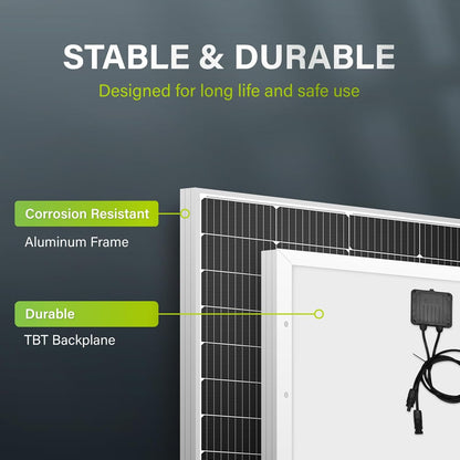 Newpowa 220W Monocrystalline Solar Panel 10BB Cell Solar Panel 220 Watt 12V High Efficiency Mono Module RV Marine Boat Off Grid