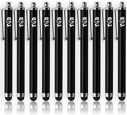 TCD 10-Pack Stylus Pen Set – Universal Capacitive Pen for iPad, iPhone, Tablet, Laptop – Premium Thick Rubber Tip Styluses for All Touchscreen Devices, Black