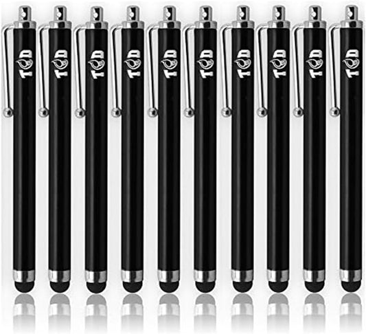 TCD 10-Pack Stylus Pen Set – Universal Capacitive Pen for iPad, iPhone, Tablet, Laptop – Premium Thick Rubber Tip Styluses for All Touchscreen Devices, Black