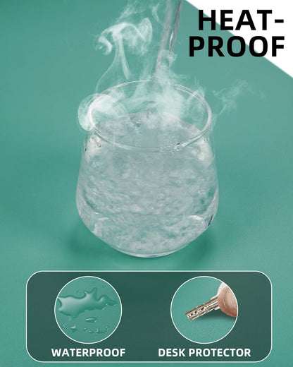 Leather Desk Pad Protector,Desk Mat,Large Mouse Pad, Non-Slip Desk Pad, Waterproof PU Leather Desk Blotter Mat, Desk Cover for Office and Home (Light Green, 36" x 17")