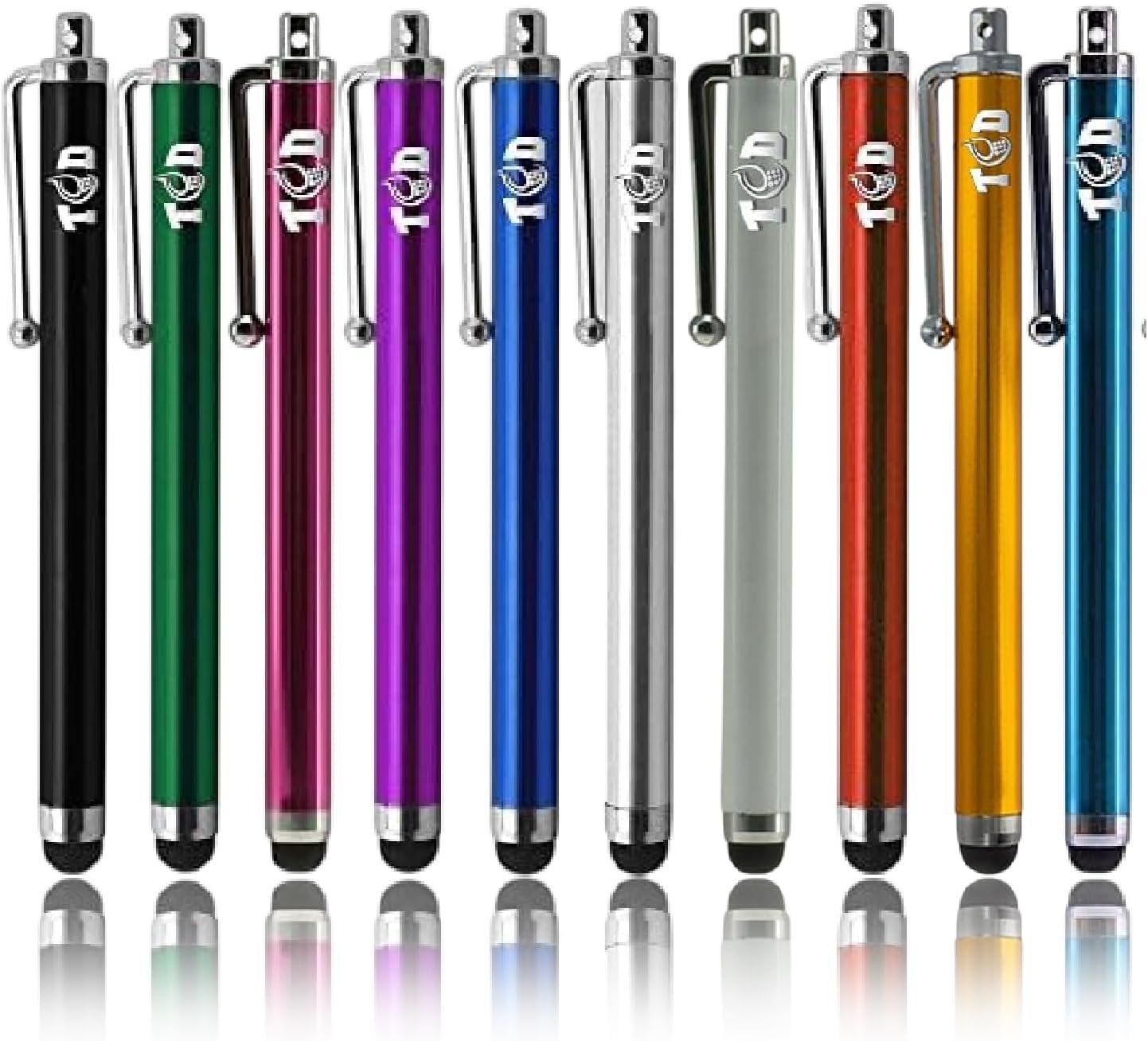 TCD 10 Pack Stylus Pen for Touch Screen, Universal Capacitive Digital Stylus Pen for iPad, iPhone, Tablet, Laptop – Premium Thick Styluses for All Touchscreen Devices with Rubber Tip, Multi Colors