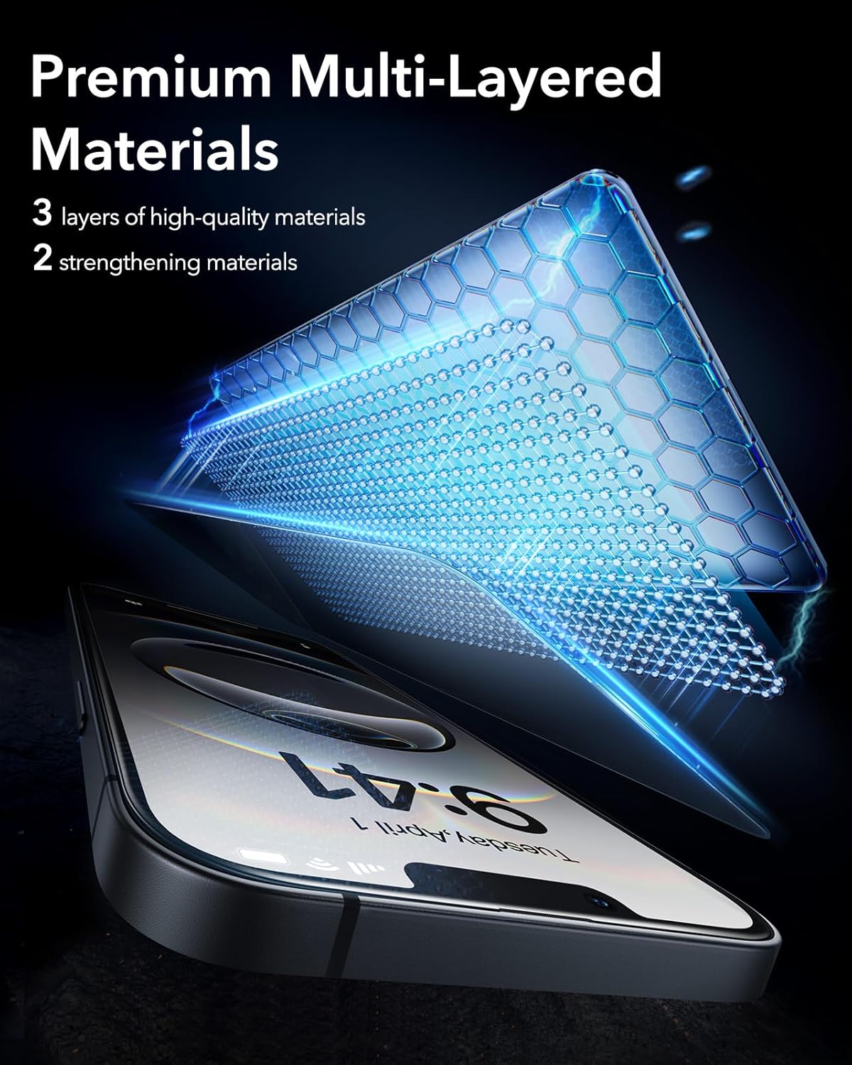 ESR 3 Pack for iPhone 16e/iPhone 14/iPhone 13/iPhone 13 Pro Screen Protector, [9H Hardness] [Military Grade Shatterproof] Tempered Glass Film with Easy Installation Tool, Scratch Resistant