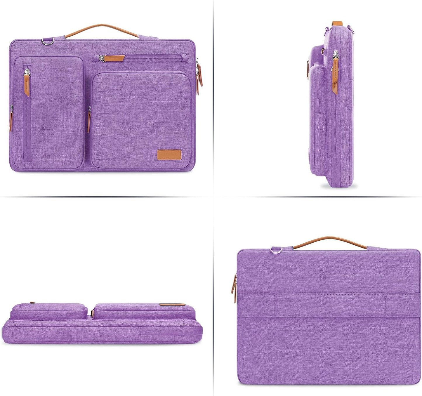 MOSISO 360 Protective Laptop Shoulder Bag,13-13.3 inch Computer Bag Compatible with MacBook, HP, Dell, Lenovo, Asus Notebook,Side Open Messenger Bag with 4 Zipper Pockets&Handle, Lilac