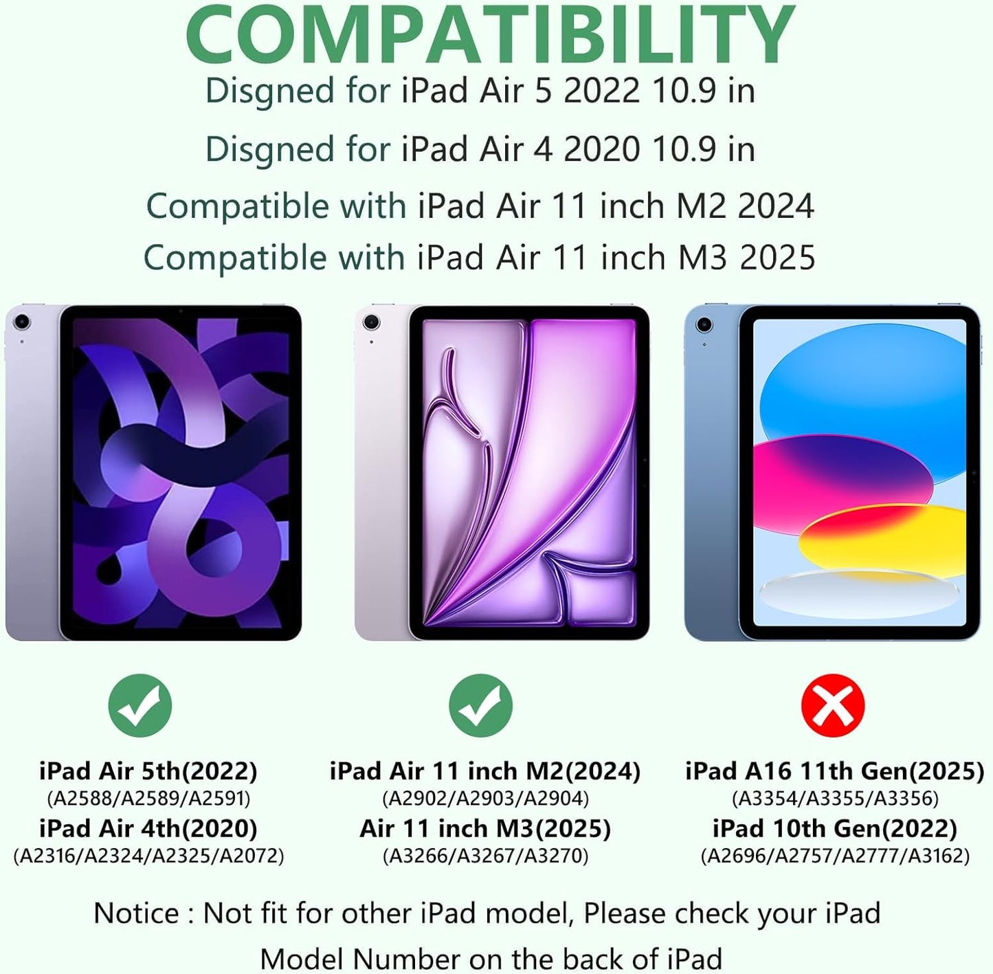 TaIYanG for iPad Air 11 inch M3 & M2 Case with Keyboard 10.9 inch for iPad Air 5 2022/iPad Air 4th Gen Keyboard Case with Pencil Holder, Wireless Keyboard for Air 11" M3/M2 (2025/2024)/iPad Air 5/4