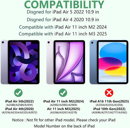 TaIYanG for iPad Air 11 inch M3 & M2 Case with Keyboard 10.9 inch for iPad Air 5 2022/iPad Air 4th Gen Keyboard Case with Pencil Holder, Wireless Keyboard for Air 11" M3/M2 (2025/2024)/iPad Air 5/4