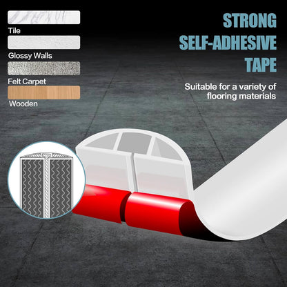 Floor Cord Cover Self Adhesive Cord Hider,10FT Cable Management, Extension Strip Protector for Wires, Prevent Cable Trips for Offices, Gyms, Exhibitions Cavity:0.51"(W) x 0.3"(H) White