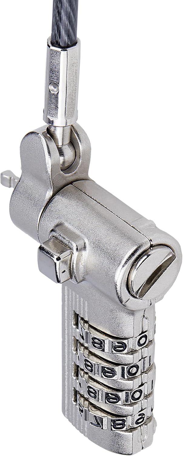 StarTech.com Universal Laptop Cable Lock 6.6ft (2m), Serialized Security Cable, Compatible with Noble Wedge/Nano/K-Slot; TAA