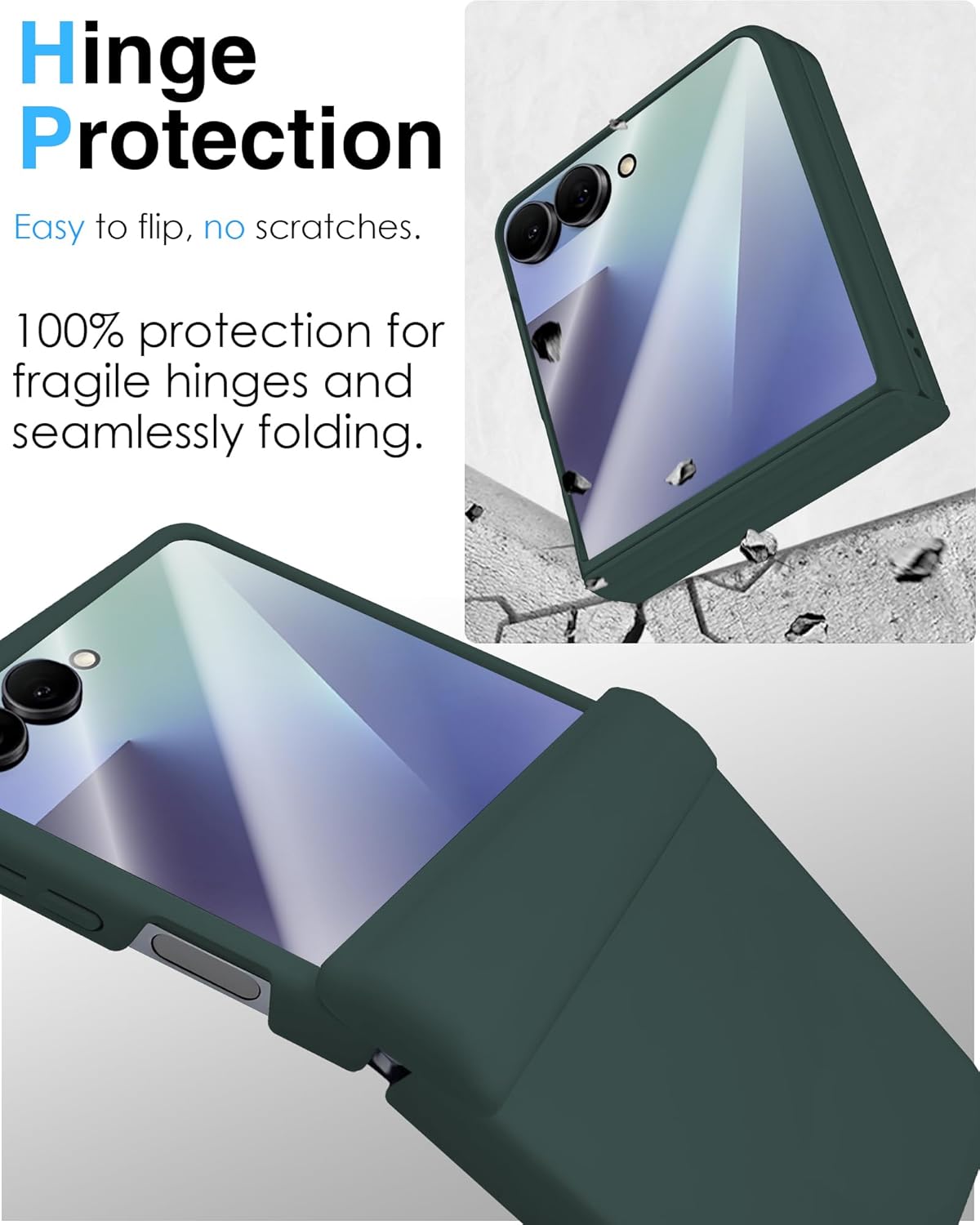 STORMTAL for Samsung Galaxy Z Flip 7 Case, Hinge Protection, Built-in Screen Protector, Wireless Charging, Shockproof, Slim Rugged Phone Protective Case for Galaxy Z Flip 7 Green