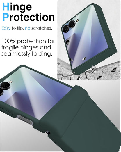 STORMTAL for Samsung Galaxy Z Flip 7 Case, Hinge Protection, Built-in Screen Protector, Wireless Charging, Shockproof, Slim Rugged Phone Protective Case for Galaxy Z Flip 7 Green