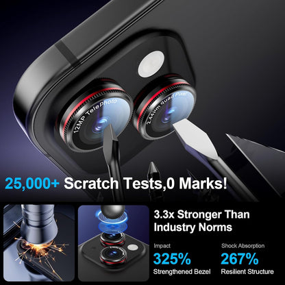 X-it 2 Pack Camera Lens Protector, Shatterproof Anti-Scratch Ultra HD Mechanical Gear Camera Protector, Anti-Glare Tempered Glass Lens Protector for iPhone 15/15 Plus/14/14 Plus,Case Friendly,BlackRed