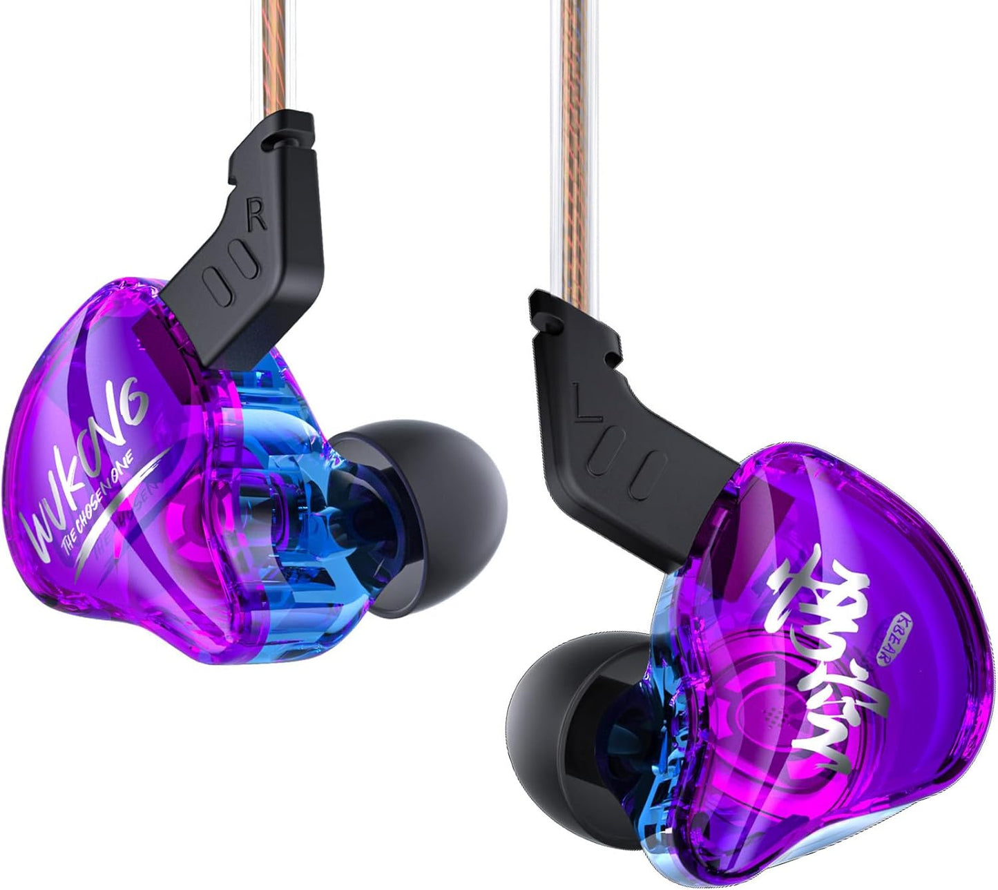 KBEAR K01 Bass IEMS Earphones for Gaming, HIFI Clear Sound in Ear Monitor Headphones Ear buds Wired with 1DD Noise Cancelling for Computer Laptop School, 3 Years Warranty (Without Mic, Blue-Purple)