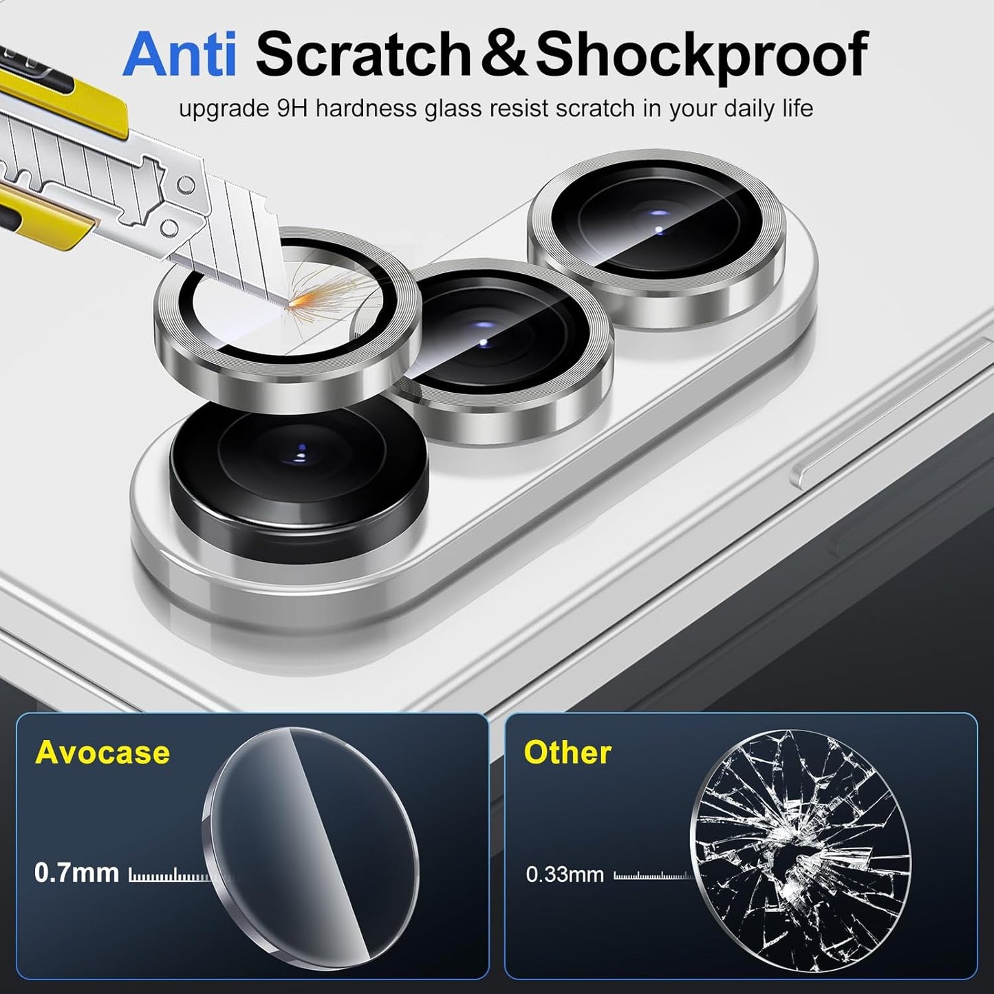 for Samsung Galaxy Z Fold 7 Camera Lens Protector, Individual Metal Ring Tempered Glass Lens Cover, [Strong Adsorption] Scratch Resistant Ultra-Thin HD Clear Lens Cover, 1 Set-Gray