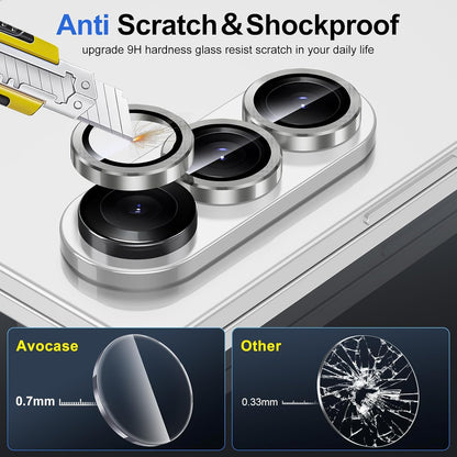 for Samsung Galaxy Z Fold 7 Camera Lens Protector, Individual Metal Ring Tempered Glass Lens Cover, [Strong Adsorption] Scratch Resistant Ultra-Thin HD Clear Lens Cover, 1 Set-Gray