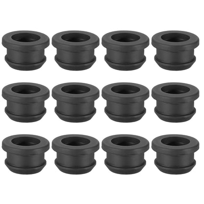 PATIKIL 19mm / 3/4 Inch Drill Hole,9/16 Inch ID Rubber Grommets, 12Pcs Top Hat Grommet for Wiring Eyelet Ring Gasket Automotive Firewall Cable Hole Plugs Wires Protection, Black