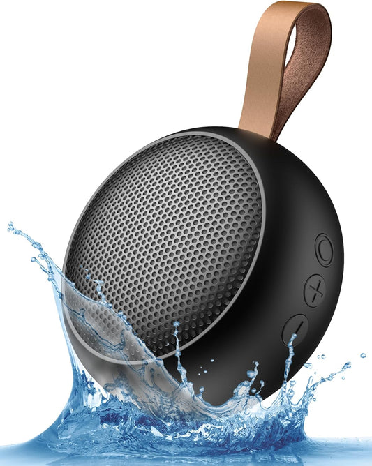 Portable Bluetooth Speaker, IPX7 Waterproof Small Shower Speaker Wireless Bluetooth with Loud Sound, Support TF Care/Built-in Mic- for Carabiner, Beach, Camping, Hiking, Pool, Great Gift (Black)