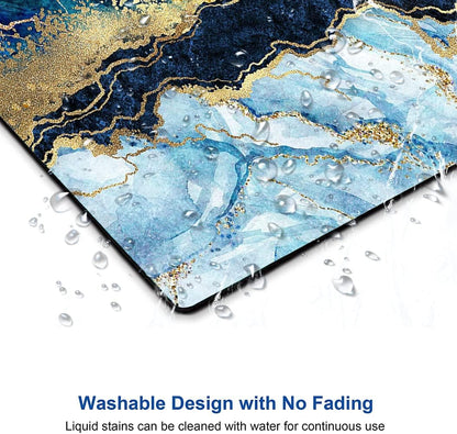 Mouse Pad, Marble Mouse Pad, Premium-Textured Mouse Mat Square Waterproof Non-Slip Rubber Base Computer Mousepad for Office Laptop Desk, Blue Gold Cracked Marbling