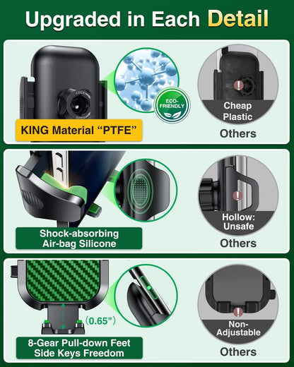 VANMASS [Longest Lasting] True Military-Grade Car Phone Holder Strongest Suction & Clip Cell Mount Dashboard Windshield Vent Automobile Cradle Truck Accessories for iPhone 16 15 Pro Max 14 13 Android