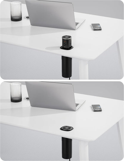 Jgstkcity Pop Up Outlet for Countertop 3.15-inch Desk Wire Hole Insert,9-in-1 Power Strip with 15W Wireless Charger,4 Outlets 4 USB Ports,15Amp Tamper Resistant Receptacle, ETL Listed (Black)