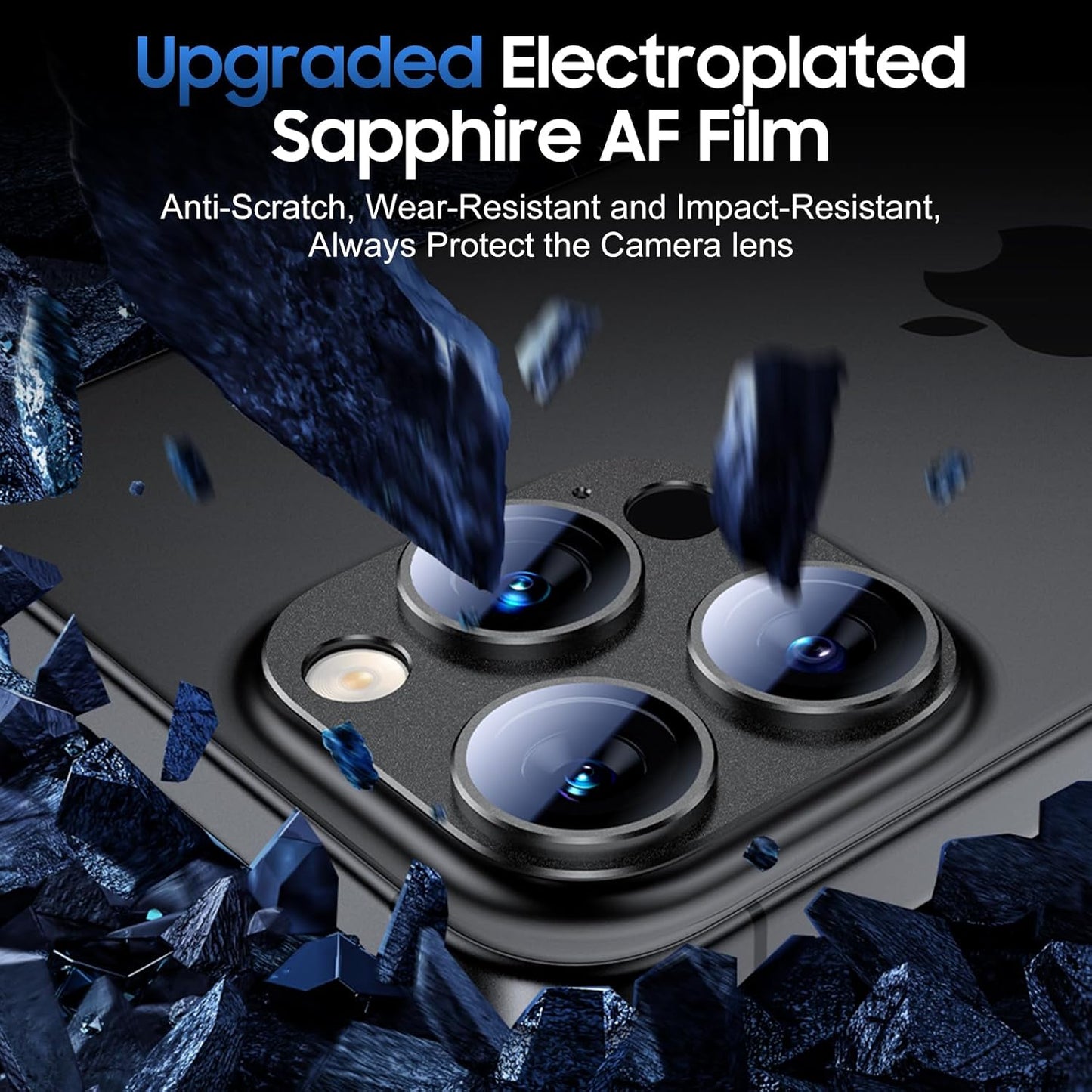 UniqueMe for 3 Pack iPhone 15 Pro/iPhone 15 Pro Max Camera Lens Protector, [Drop Protection] [Case Friendly] Camera Cover Screen [Update New Version] - All-Black