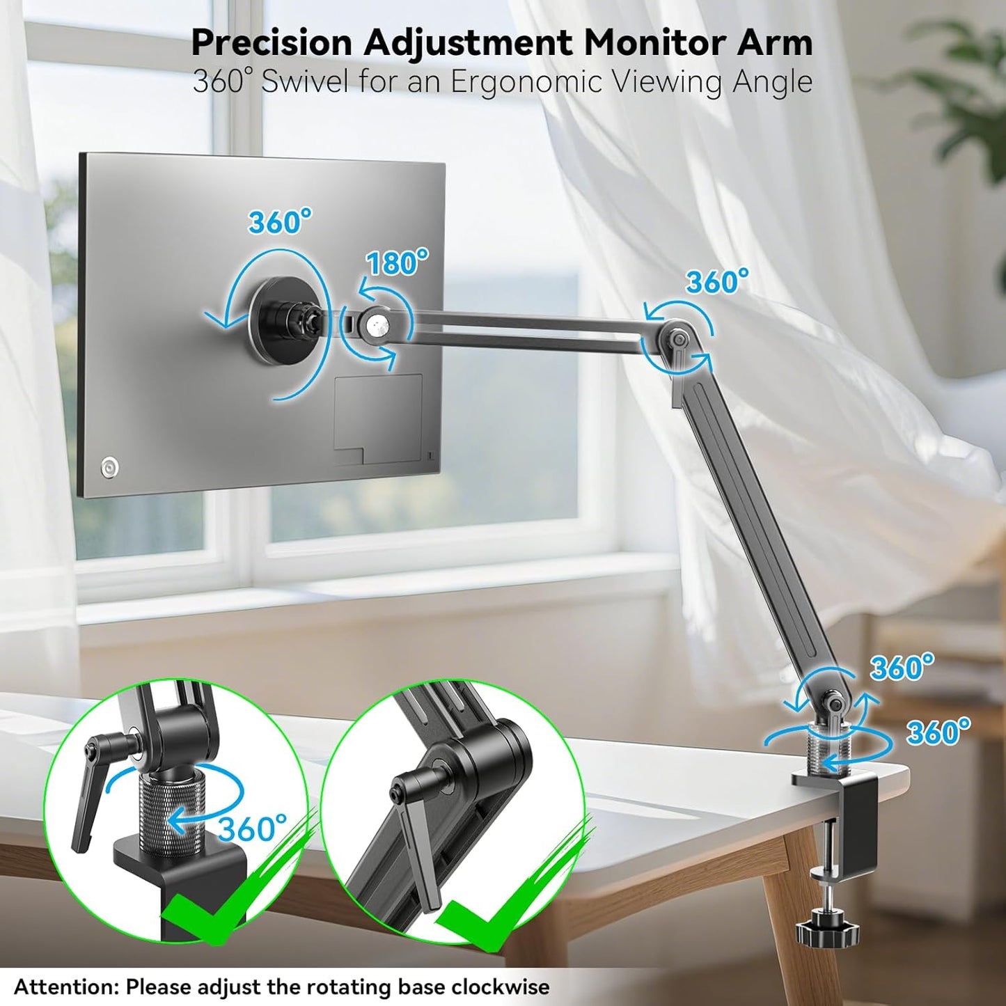 Jakeko Strong Magnetic Portable Monitor Desk Clamp - 75mm VESA Mount 4.7" 15.6" 16" 17.3" 18.5 inch 360° Rotate Base Tablet Holder Arm JK07B1