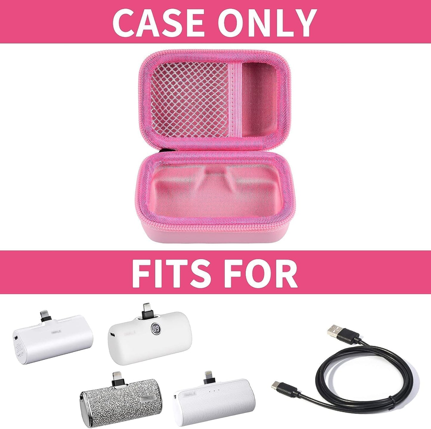 Portable Charger Power Bank Case for Swyop/for Feob/for Charmast/for JEJILL/for LanLuk/for VEGER/for iWALK/for Taegila/for Kuulaa and More Small Charging Battery Pack - Bag Only (Pink)