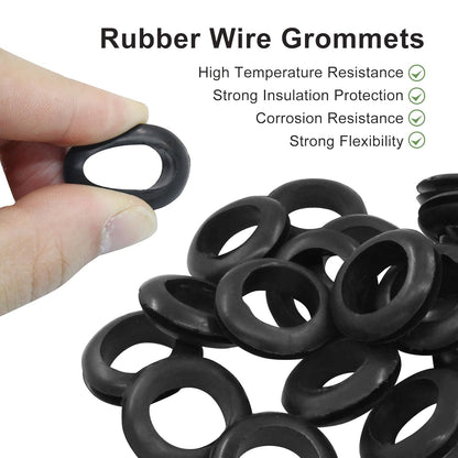 24 Pcs Rubber Grommets, 5/8" Inside Diameter 3/4" Drill Hole Rubber Wire Grommets O Ring Grommets for Wire, Firewall, Cables, Plugs, Automotive(Black)
