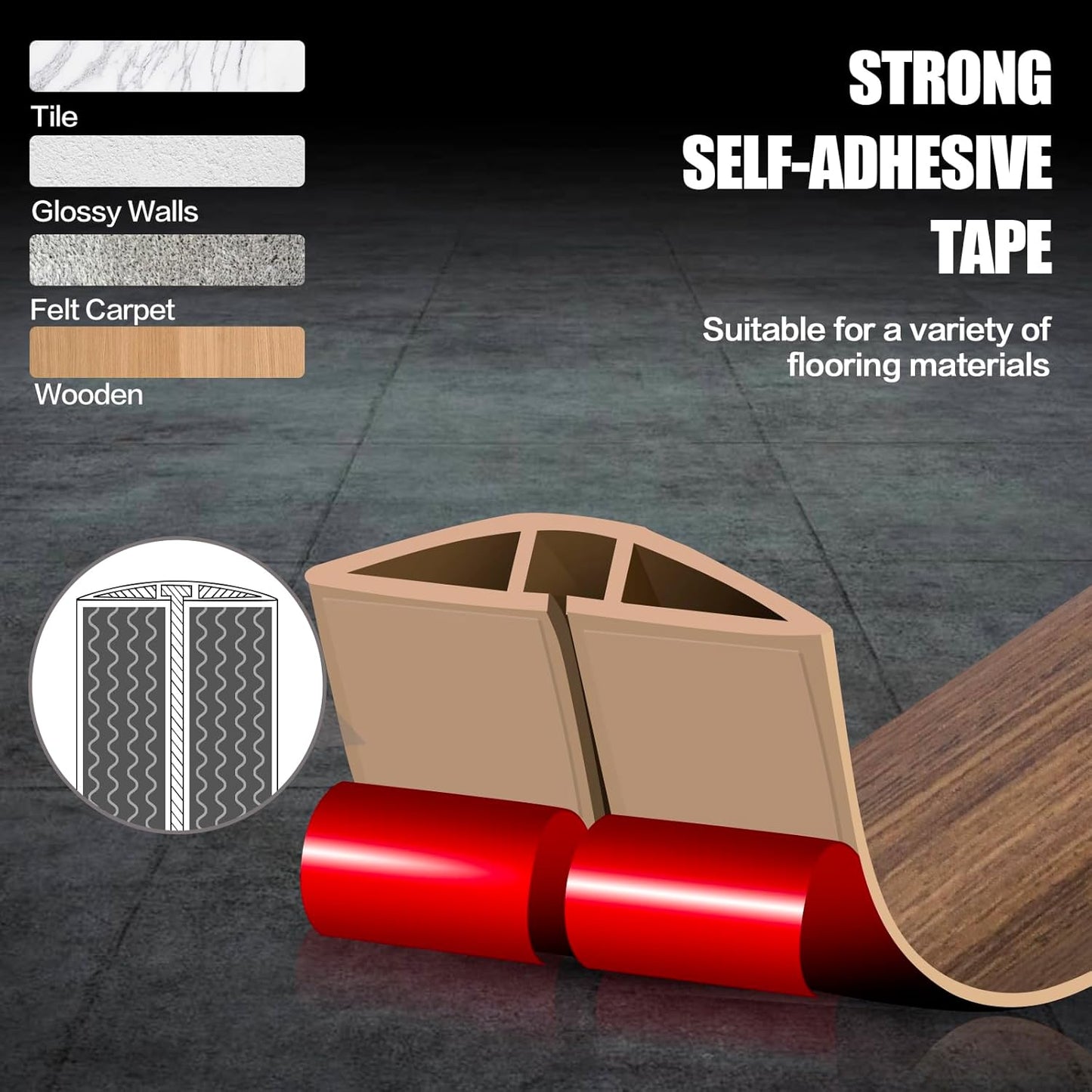 Floor Cord Cover Cable Cavity Self Adhesive Cord Hider Floor Floor Cable Management Power Cord Protector Floor Electric Cord Covers for Offices, Gym, Exhibitions (Misty Brown Wood, 2.36" x 3.3')