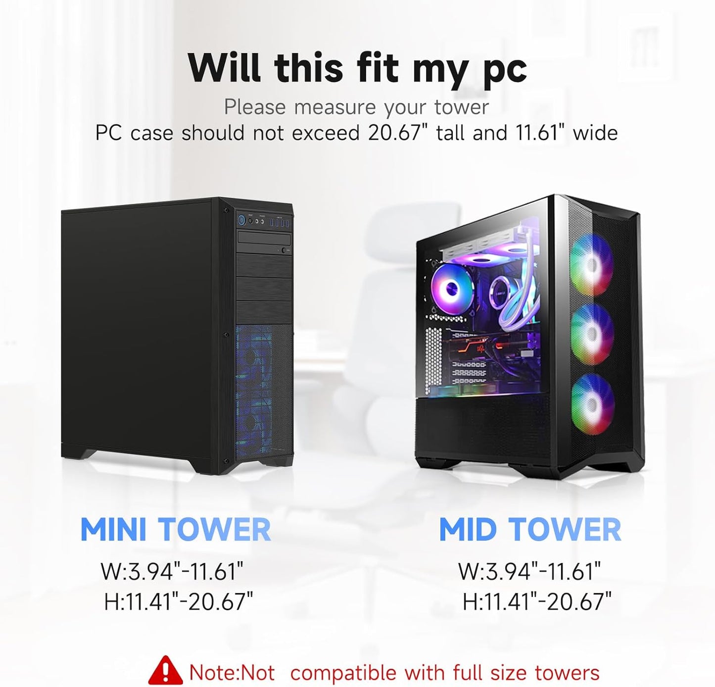 Suptek Adjustable Under Desk and Wall PC Mount,3.94 to 11.61 inch Wide Computer Case CPU Hanger Holder 360 Degree Rotatable Under-Desk PC Hanging Stand Holder Mount (ZJJ001L)