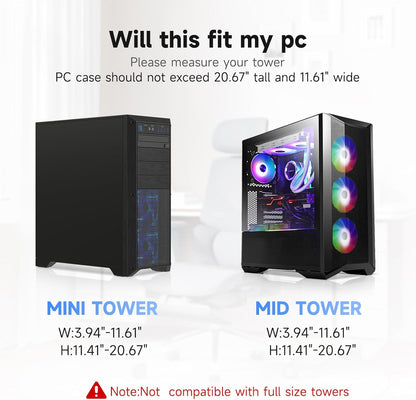 Suptek Adjustable Under Desk and Wall PC Mount,3.94 to 11.61 inch Wide Computer Case CPU Hanger Holder 360 Degree Rotatable Under-Desk PC Hanging Stand Holder Mount (ZJJ001L)