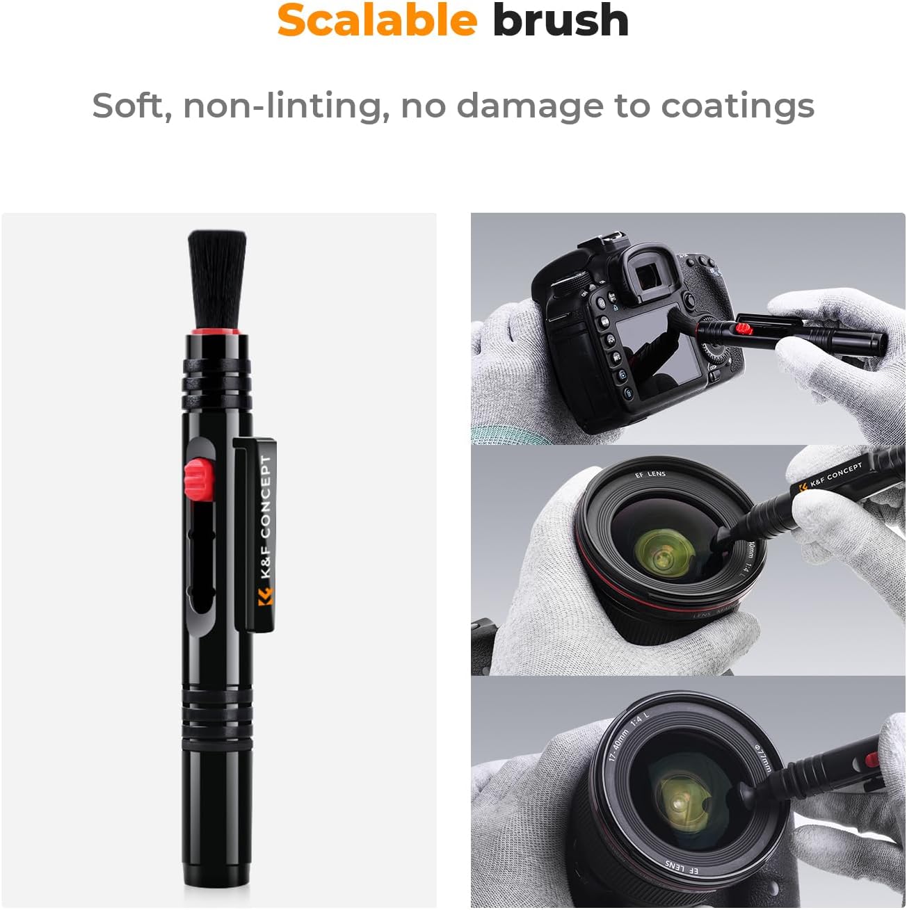 K&F CONCEPT Professional Lens Cleaning Pen*3 with Soft Brush, Carbon Head Lens Cleaning Pen Compatible with Canon, Nikon, Pentax, Sony Digital Camera Cleaning,AR VR Glasses Cleaning