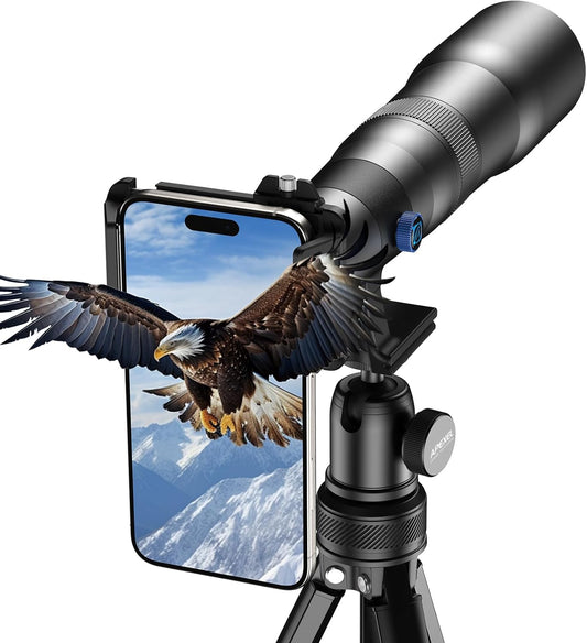 APEXEL 50x High Power HD Telephoto Lens | with Tripod & Universal Phone Clip for iPhone 16/15/14/13 Series, Samsung, Android and Most Smartphone | Landscapes Target Viewing, Wildlife Moon Photography