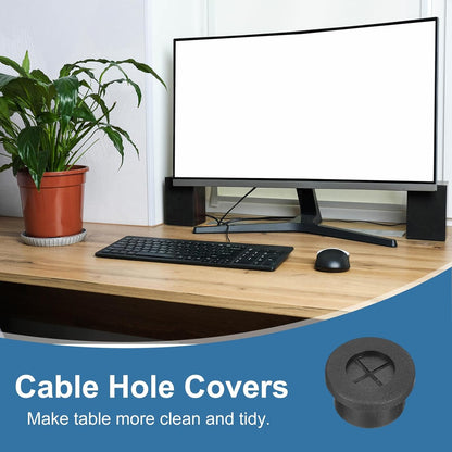 uxcell 4Pcs Cable Cord Grommet, 5/8"(16mm) Rubber Desk Grommets Wire Pass Through Hole Cover with Marked Cable Ties for Home Office Cable Wire Protection, Black