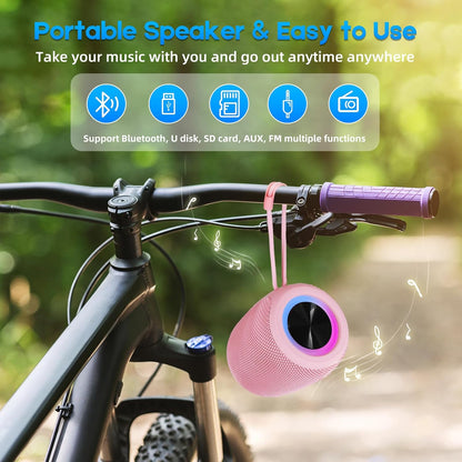 Portable Bluetooth Speaker, BT5.3 Wireless Speaker 20W Bass Diaphragms with Multi LED Light Dynamic Modes, IPX6 Waterproof 16H Playtime supports FM Mode, TF, USB for Home, Cycling, Outdoor, Beach