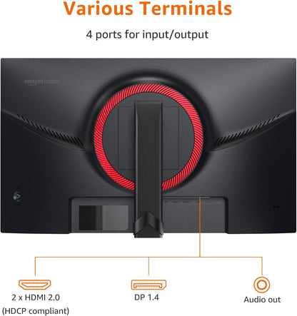 Amazon Basics 27 inch Gaming Monitor, FHD 1080P, 165Hz, VESA Compatible, Adaptive sync, 1ms Response, Black
