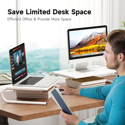 suptek Monitor Stand Riser for Computer,Laptop,Printer, Notebook and All Flat Screen Display with Vented Metal Platform and 4 Inches Height Underneath Storage,White(MST004W)