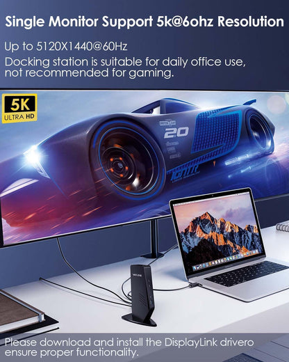 WAVLINK USB 3.0 and USB-C Universal Laptop Docking Station with 65W, Dual Monitor Docking Station for Windows or Mac, 4K HDMI (2 HDMI,2 Display Ports,3 USB-A, 2 USB-C, Ethernet, Audio&Mic)