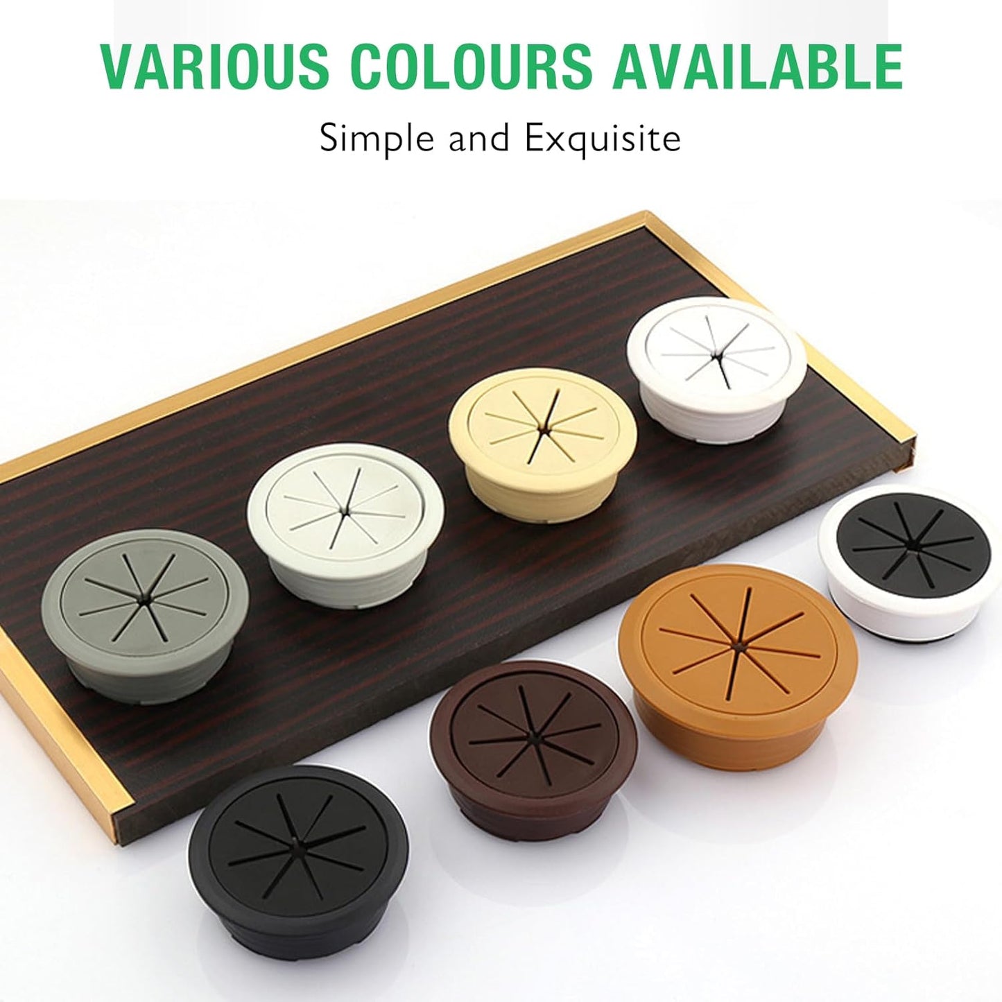 5 Pcs Desk Grommet 2" / 50 mm, Desk Hole Cover for Cables Beige, Cable Grommet ABS Plastic, Desk Hole Grommet for Home & Office Pc, Detachable Cable Cord Organizer