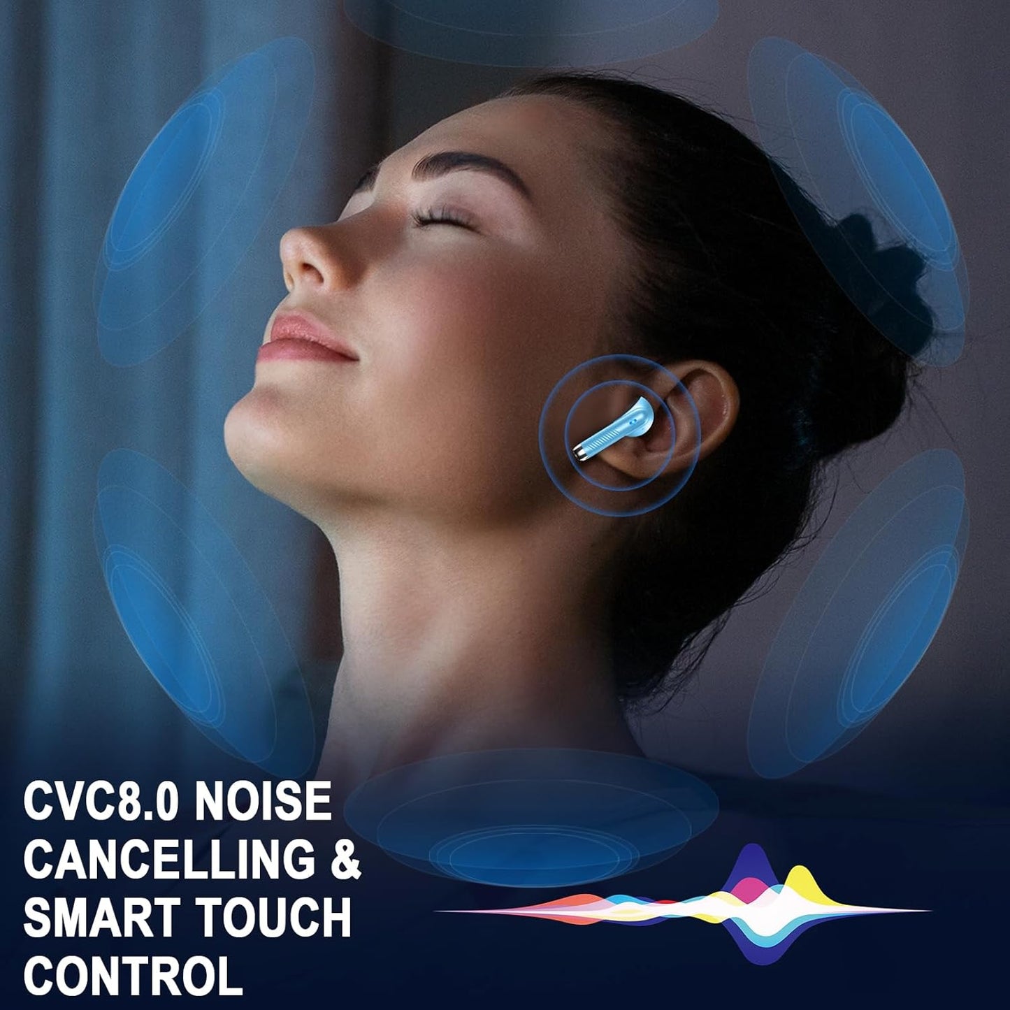 Wireless Earbuds, Bluetooth 5.3 Ear Buds LED Power Display Headphones Bass Stereo, Bluetooth Earbuds in-Ear Noise Cancelling Mic, 40H Playback Mini Case IP7 Waterproof Sports Earphones for Android iOS