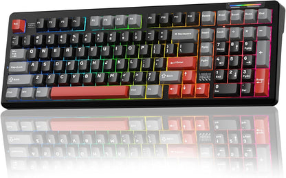 LINGBAO K98 Wireless Mechanical Gaming Keyboard, Tri-Mode BT5.0/2.4GHz/USB-C, Gasket Custom Hot-Swappable Linear Switches Mechanical Keyboards, RGB Backlit Gaming Keyboard for PC Laptop