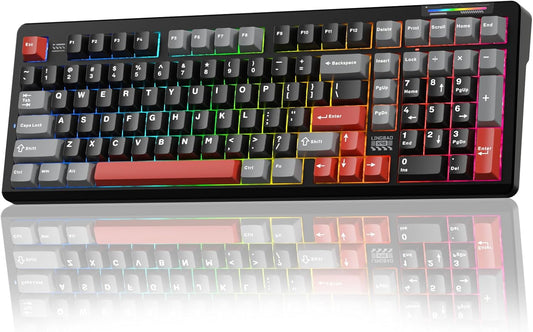 LINGBAO K98 Wireless Mechanical Gaming Keyboard, Tri-Mode BT5.0/2.4GHz/USB-C, Gasket Custom Hot-Swappable Linear Switches Mechanical Keyboards, RGB Backlit Gaming Keyboard for PC Laptop
