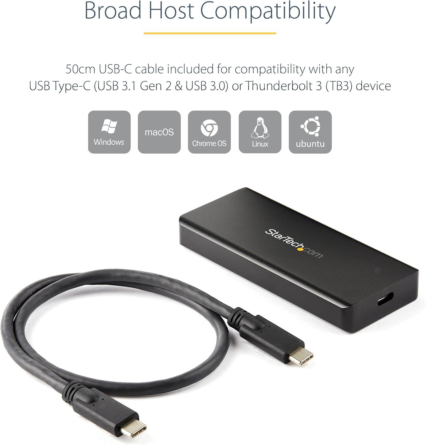 StarTech.com USB-C 10Gbps M.2 NVMe PCIe SSD Enclosure - Rugged Aluminum External M.2 PCIe M-Key Case IP67 Rated - 1GB/s Read/Write - Supports 2230/2242/2260/2280 - TB3 Compatible - Mac/PC, TAA