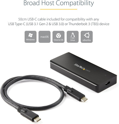 StarTech.com USB-C 10Gbps M.2 NVMe PCIe SSD Enclosure - Rugged Aluminum External M.2 PCIe M-Key Case IP67 Rated - 1GB/s Read/Write - Supports 2230/2242/2260/2280 - TB3 Compatible - Mac/PC, TAA