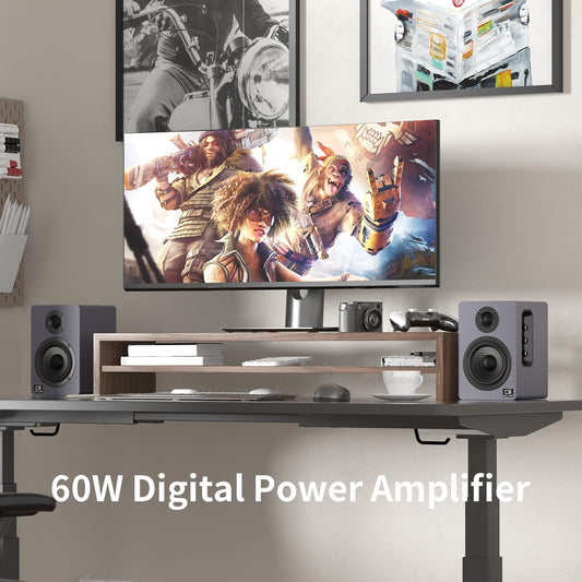 60W Computer Speakers for Desktop PC, DSP, Bluetooth 5.3, 24-Bit Optical, USB-C, AUX, Silk-Dome Tweeter, Carbon-Fiber Driver, Desk Speakers for Laptop/Mac/Monitor, Slate Blue