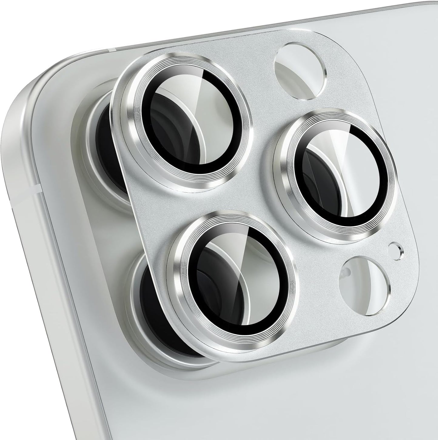 Choiche Compatible for iPhone 16 Pro/iPhone 16 Pro Max Camera Lens Protector, Bling Camera Cover with 9H Tempered Glass Lens Screen Protector Metal Ring Decoration Accessories(Silver)