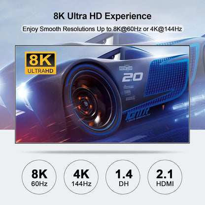 DEMEXBOOK HDMI DisplayPort KVM Switch 3 Monitors 2 Computers 8K@60Hz, 4K@144Hz,Triple Monitor KVM Switches with 4 USB 3.0 Ports, Wired Remote, USB3.0 Cables，Power Adapter Included