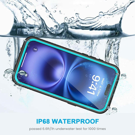 Lanhiem for iPhone 16 Case, IP68 Waterproof Dustproof Shockproof Cases with Built-in Screen Protector, 360 Full Body Protective Heavy Duty Rugged Phone Cover for iPhone 16-6.1 inch (Blue)